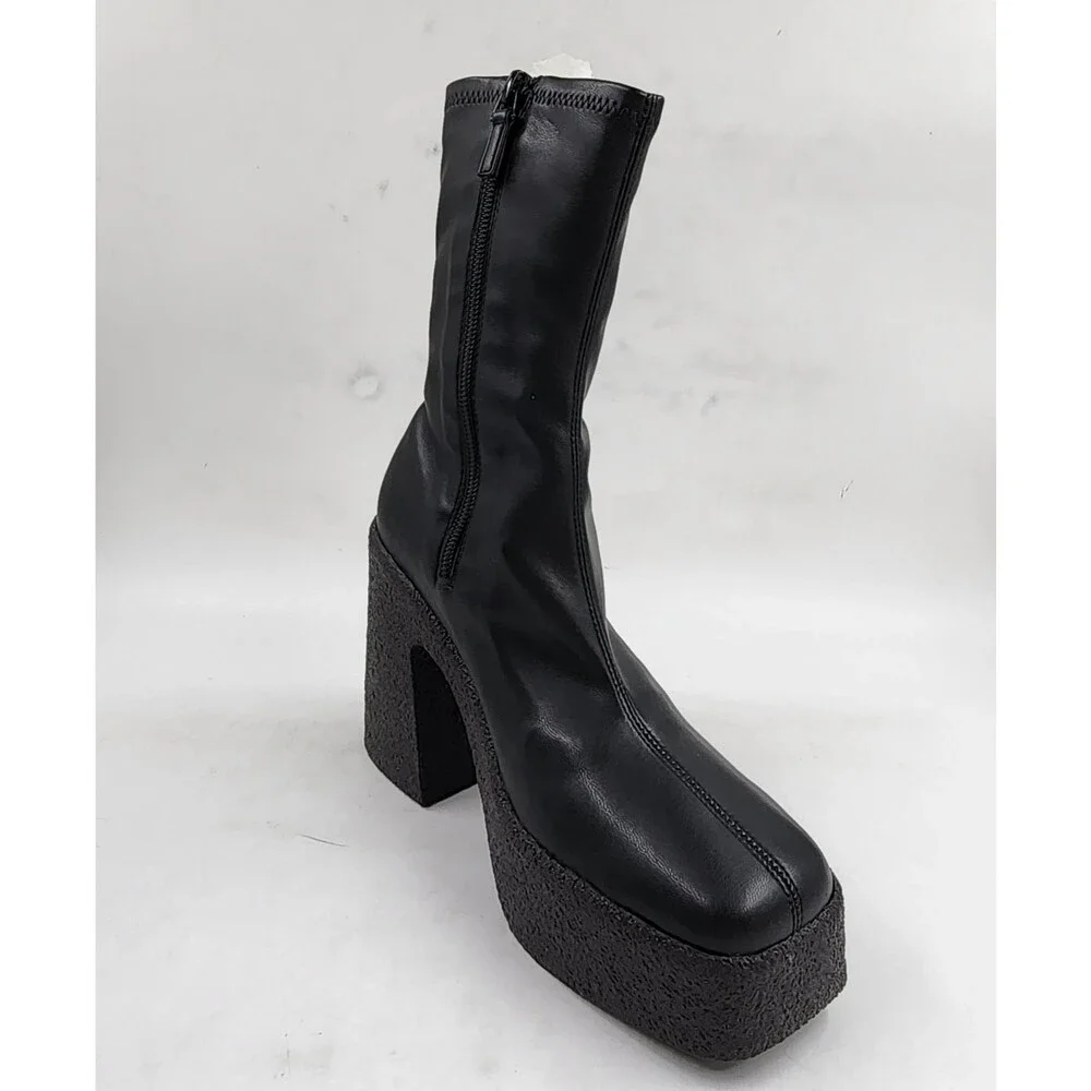Stella McCartney Skyla Stretch Chunky Ankle Boots Women's Black Side Zip Closure - Picture 8 of 15